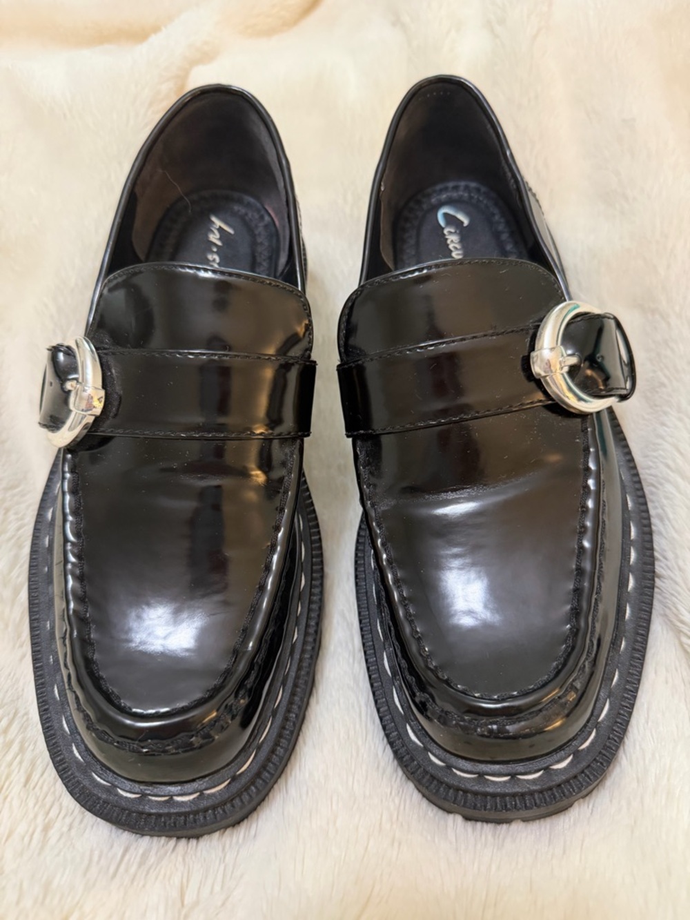 Sam Edelman Circus Glossy Black Patent Lug-Sole Loafer Size 7.0